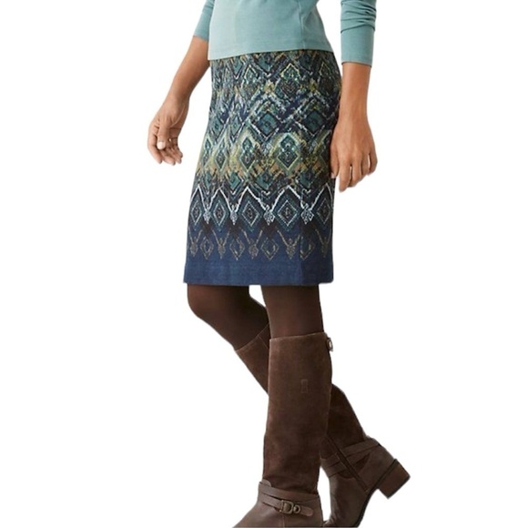 J. Jill Printed Crinkle Knit Stretch Pencil Skirt S Petite - Picture 1 of 10